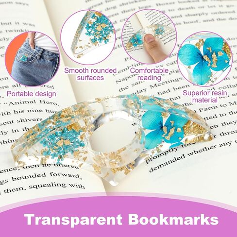 2PCS Book Page Holder - Dried Flower Book Mark Holder Thumb Ring Handmade Personalized Book Finger Page Holder for Teachers Book Lovers Literary Readers(Blue&Purple) in Saudi Arabia
