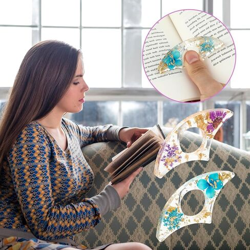 2PCS Book Page Holder - Dried Flower Book Mark Holder Thumb Ring Handmade Personalized Book Finger Page Holder for Teachers Book Lovers Literary Readers(Blue&Purple) in Saudi Arabia