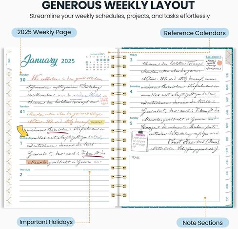 2025 Planner, Weekly and Monthly Planner 2025, Jan 2025 - Dec 2025, 6.4" x 8.5", 2025 Weekly Monthly Planner with Hardcover, Inner Pocket, Spiral Bound, Monthly Tabs, Elastic Closure in Saudi Arabia