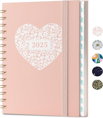 2025 Planner, Weekly and Monthly Planner 2025, Jan 2025 - Dec 2025, 6.4" x 8.5", 2025 Weekly Monthly Planner with Hardcover, Inner Pocket, Spiral Bound, Monthly Tabs, Elastic Closure in Saudi Arabia