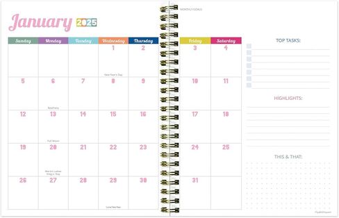 TF PUBLISHING 2025 Happy Hibiscus Medium Weekly Monthly Planner - Goals & Task Trackers - Planner Monthly and Weekly with Organizer Stickers - 12 Month Calendar Planner - 6.5" x 8" in Saudi Arabia