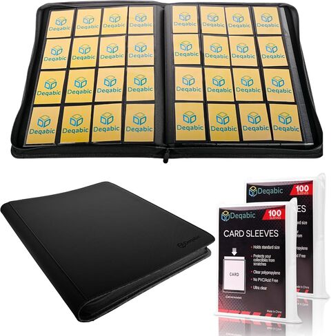 DEQADIC 16 Pocket Card Binder, 1000+ Trading Card Album Folder, Side Loading Ringless Card Collection Binder for Sports Game Cards (Blue) in Saudi Arabia