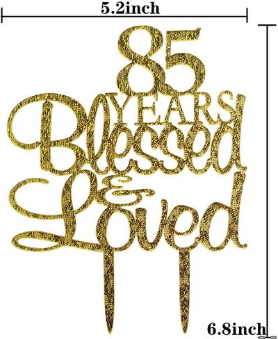 55 Years Blessed & Loved Cake Topper, 55th Birthday Wedding Anniversary Party Decorations (Gold Glitter) in Saudi Arabia