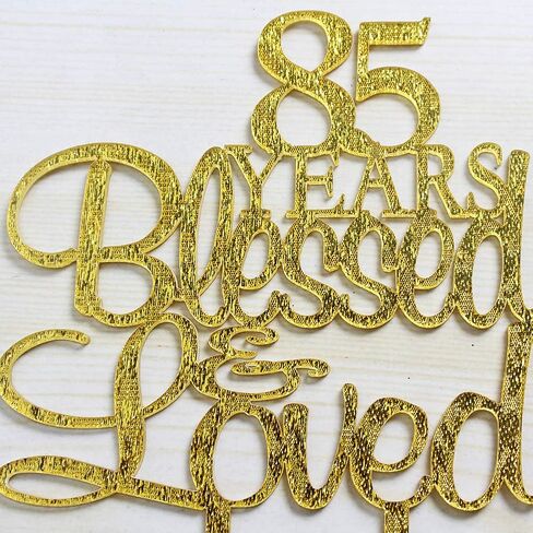 55 Years Blessed & Loved Cake Topper, 55th Birthday Wedding Anniversary Party Decorations (Gold Glitter) in Saudi Arabia