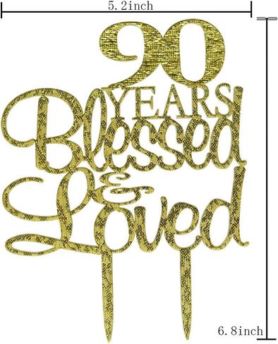 55 Years Blessed & Loved Cake Topper, 55th Birthday Wedding Anniversary Party Decorations (Gold Glitter) in Saudi Arabia