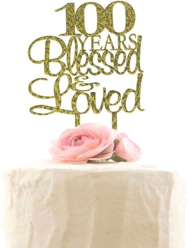 55 Years Blessed & Loved Cake Topper, 55th Birthday Wedding Anniversary Party Decorations (Gold Glitter) in Saudi Arabia