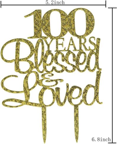 55 Years Blessed & Loved Cake Topper, 55th Birthday Wedding Anniversary Party Decorations (Gold Glitter) in Saudi Arabia