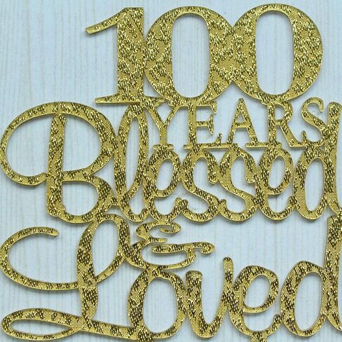 55 Years Blessed & Loved Cake Topper, 55th Birthday Wedding Anniversary Party Decorations (Gold Glitter) in Saudi Arabia