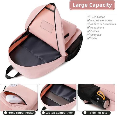 Backpack for Women Men 17 Inch Laptop Back Pack Large College Bookbag Kids Elementary Middle High School Bag for Girls Boys Teens Students Lightweight Travel Work Backpacks Casual Daypack Black in Saudi Arabia