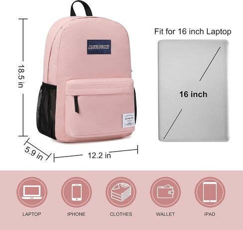 Backpack for Women Men 17 Inch Laptop Back Pack Large College Bookbag Kids Elementary Middle High School Bag for Girls Boys Teens Students Lightweight Travel Work Backpacks Casual Daypack Black in Saudi Arabia