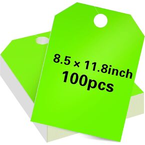 Yexiya 100 Pack Jumbo Sale Tags Car Dealer Mirror Hang Tags 8.5 x 11.8 Inches Large Blank Rearview Mirror Hanging Tags Paper Sale Price Tags for Car Retail Dealership Supplies