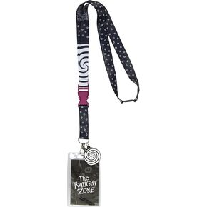 The Twilight Zone ID Lanyard Badge Holder with Logo Card and 2" Hypnotic Spiral Rubber Pendant