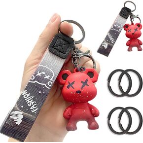 Cute Color-Changing Bear Key ring, Creative Key Chain Holder with Braided Lanyard Car Keys Accessorie for Car keychain