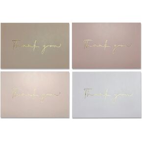40 Gold Foiled Thank You Cards with Envelopes, Thank You Card Assortments, Suitable for Baby Shower, Bridal Shower, Weddings, Engagement, Graduation, Business, Birthday Party