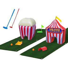 مجموعة FunPark Mini Golf، ألعاب الأطفال الصغار القابلة للنفخ في الهواء الطلق، 13 قطعة، نوادي قابلة للتعديل، كرات الجولف، الحصائر الخضراء، وضع الأكواب، العوائق، داخلي، خارجي، مجموعة جولف للأطفال، ألعاب جولف للأطفال للأولاد والبنات