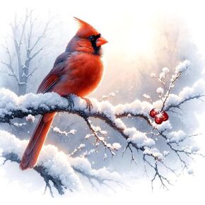 FHBUBPUP Cardinal Diamond Painting Kits for Adults, Winter Christmas Diamond Painting Art Kit, DIY Full Drill Round Gem Painting Art Craft Home Decor Gift 12×12inch 30x30cm