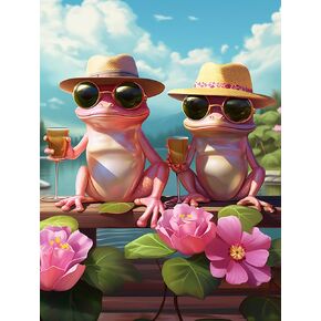 Reofrey DIY Diamond Art Kits for Adults Frogs, Animal Full Drill Round Rhinestone Diamond Painting Kits for Adults, Cross Stitch Embroidery Canvas for Crafts Home Wall Decor 30x47cm in Saudi Arabia