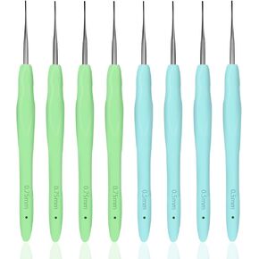 8pcs Crochet Needle for Locs Crochet Hooks for Hair Locs 0.5mm 0.75mm Dreadlock Tools Single Dreadlock Accessories Machine Crochet Hook Crochet Needles for Hair Interlocking Tool (0.5x4+0.75x4)