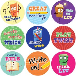 Teacher Reward Stickers for Kids, Reading, Writing and Literature Themed Motivational Stickers for Student Incentives - 1,080 Count