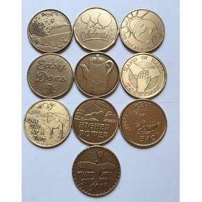 Sober-Sobriety-Serenity Set III (10 Total) Bronze AA (Alcoholics Anonymous) - Birthday / Anniversary / Recovery / Medallion / Coin / Chip