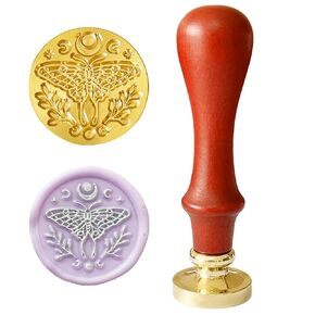Butterfly Wax Seal Stamp Retro Wood Stamp Removable Brass Seal Wedding Invitations Embellishment Bottle Decoration Gift Packing (01Butterfly)