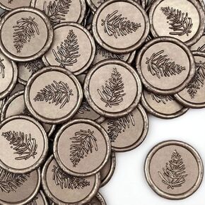 25Pcs Handmade Wax Seal Stickers - Wedding Invitation Wax Seal Stickers Self Adhesive Stickers for Wedding, Gift Wrap, Birthday Party, Christmas (Gray Blue Wax, Pines Style)