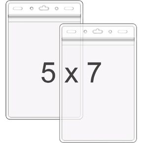 Extra Large Passport & Identification Card Holders (XXXL, Fits 4.75 x 6.75 Inserts), Vertical ID Badge Holder, Clear Plastic Name Tag Holder, Resealable & Waterproof - 50 Pack
