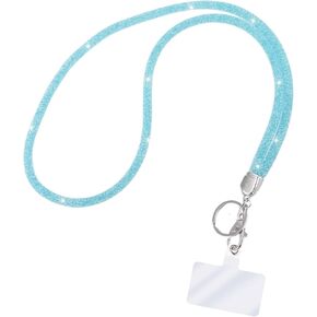 Fashion 31.5" Sparkle Crystal Neck Lanyard,Exclusive Bling ID Badge Holder,Rhinestone Work Name Card Holder,Bonus (1PC)