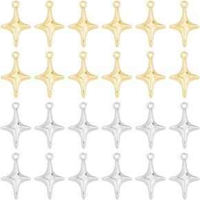 DICOSMETIC 48pcs 2 Colors Star Pendant Mini Star Charms Small Star Shape Charm Four-pointed Star Charms for Jewelry Earrings Necklaces Making, Hole: 1.5mm