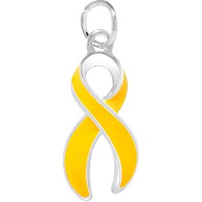 Fundraising For A Cause | Large Gold Ribbon Awareness Charms – Bulk Gold Ribbon - Shaped Charms for Childhood Cancer & Jewelry Making