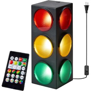 Traffic Light Lamp with Base 12.25 inches USB Traffic Light with Vibrant Color Blinking Modes Decoration for Kids’ Bedrooms Stop Sign Room Decor Pretend Play Toy