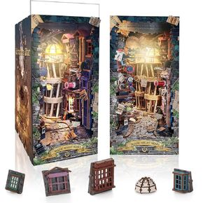 DIY Book Nook Kit,FLYNOVA Magic Miniature House Kit for Adults Teens & Beginners,3D Wooden Puzzle,Dollhouse Building Kit,Tiny House Model,Booknook Bookend Bookshelf Home Decor,Friends Gifts in Kuwait