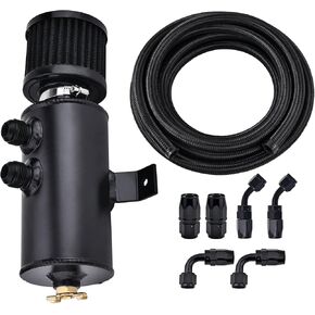 EVIL ENERGY 10AN Oil Catch Can, Breather Tank with AN10 Fuel Line Kit Nylon Braided CPE 10FT