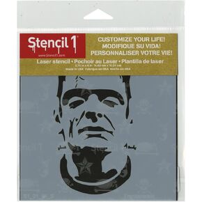 Stencil1 Frankenstein Stencil - Durable Quality Reusable Stencils for Painting - Frankenstein Halloween & Pumpkin Decorating Items and Decor on Walls Fabric & Furniture Art Craft - 5.75" x 6