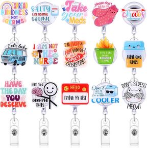 Yexiya 15 Pcs Funny Nurse Badge Reel Acrylic NICU Retractable Badge Reels Cute Nurse Labor and Delivery Holders with Clip Gift for Christmas Medical RN Nurses Doctors Teachers(Newborn)