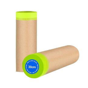 Tape and Drape, 12" x 100 feet Masking Paper for Painting, Pre-Taped Masking Paper with Adhesive, Paint Tape, Car Protection Covering Paper for Car and Furniture, Floor (2 Pack)