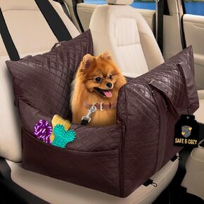 Black Swift Deluxe Dog Car Seat for Small & Medium Dogs Under 35lbs | Washable Dog Booster Seat, Waterproof, Detachable Travel Bed | Safety Belt, Storage Pockets | Pet Friendly & Comfortable, Black