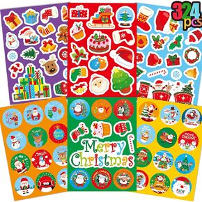 MISS FANTASY Christmas Stickers Bulk for Kids Envelopes Scrapbooking Cute Holiday Stickers Snowflake Snowman Santa Stickers for Gifts Crafts Cards Xmas School Classroom Holiday Party Favors