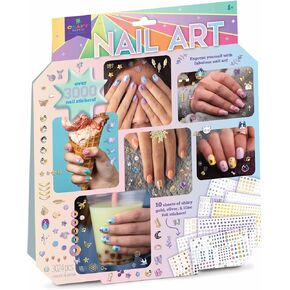 Craft-tastic — Nail Sticker Express — Nail Art Kit — Regular, Gold Foil, & Glitter Stickers — Ages 8+