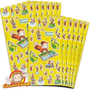 Curious George Party Favors for Boys & Girls Bundle ~ 12 Pack Curious George Sticker Sheets for Kids Birthday Party Goodie Bags | Curious George Party Supplies Set