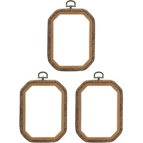 PATIKIL 6x6inch Embroidery Hoops, 3Pieces Imitated Wood Octagonal Frame Cross Stitch Hoop Ring for Embroidery Art Craft Sewing Ornaments Hanging Decoration