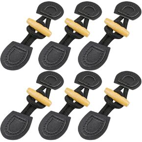 6 Pairs PU Leather Sew-On Toggles Closure Vintage Wooden Horn Button for Clothing Coat Jacket Sweater (Gray Whtie), Normal, White, ZY-Botton-6pcs