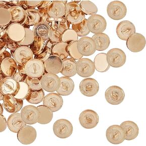 PH PandaHall 100pcs 11.5mm Metal Flat Buttons Alloy Shank Buttons for Sewing DIY Crafts and Jewelry Making - Light Gold