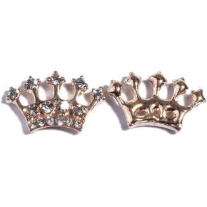 50PCS 22mm Crown Rhinestone Buttons Flatback for Wedding Invitation Hair Accessories (Golden)