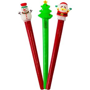 Christmas Light Up Gel Ink Pens, Novelty Holiday School Supplies for Girls and Boys, Tree, Snowman, and Santa, Pack of 3