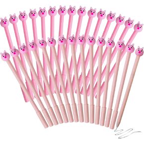 30 PCS Cartoon Animal Gel Ink Pens 0.5 mm Cute Pink Pig Black Fine Point Fun Writing Neutral Pens Creative Stationery for Student Kids Teachers School Office Home