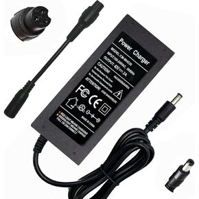 42V 2A Charger for Scooter 36V Lithium Battery, Smart Power Supply for 36 Volt Li-on Battery (8mm 3-Prong and 5.5mm DC Connector)