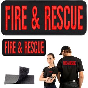 Embroidered Patches Fire and Rescue for Uniforms, Backpacks, Vest, Jackets end Cap One Small and One Large 4"x10" and 2"x5" Hook and Loop on Back