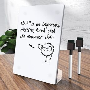 Acrylic White Board 8x6 Inches, Frameless Desktop Tablet Dry Erase Board with Flexible Magnetic Stand and Markers, Mini Whiteboard Desk Accessories for Women, Home, Office, School