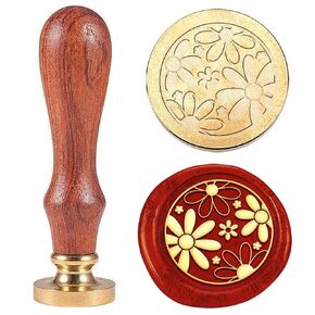 1pc Vintage Flower Wax Seal Stamp Dandelion Sealing Wax Stamp Gift for Christmas 25mm Removable Brass Stamp Head with Wooden Handle for Envelope Invitation Card Gift Decoration